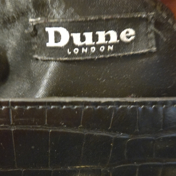 Vintage Dune London Black Croc-Embossed Satchel with Gold Accents - Picture 3 of 8